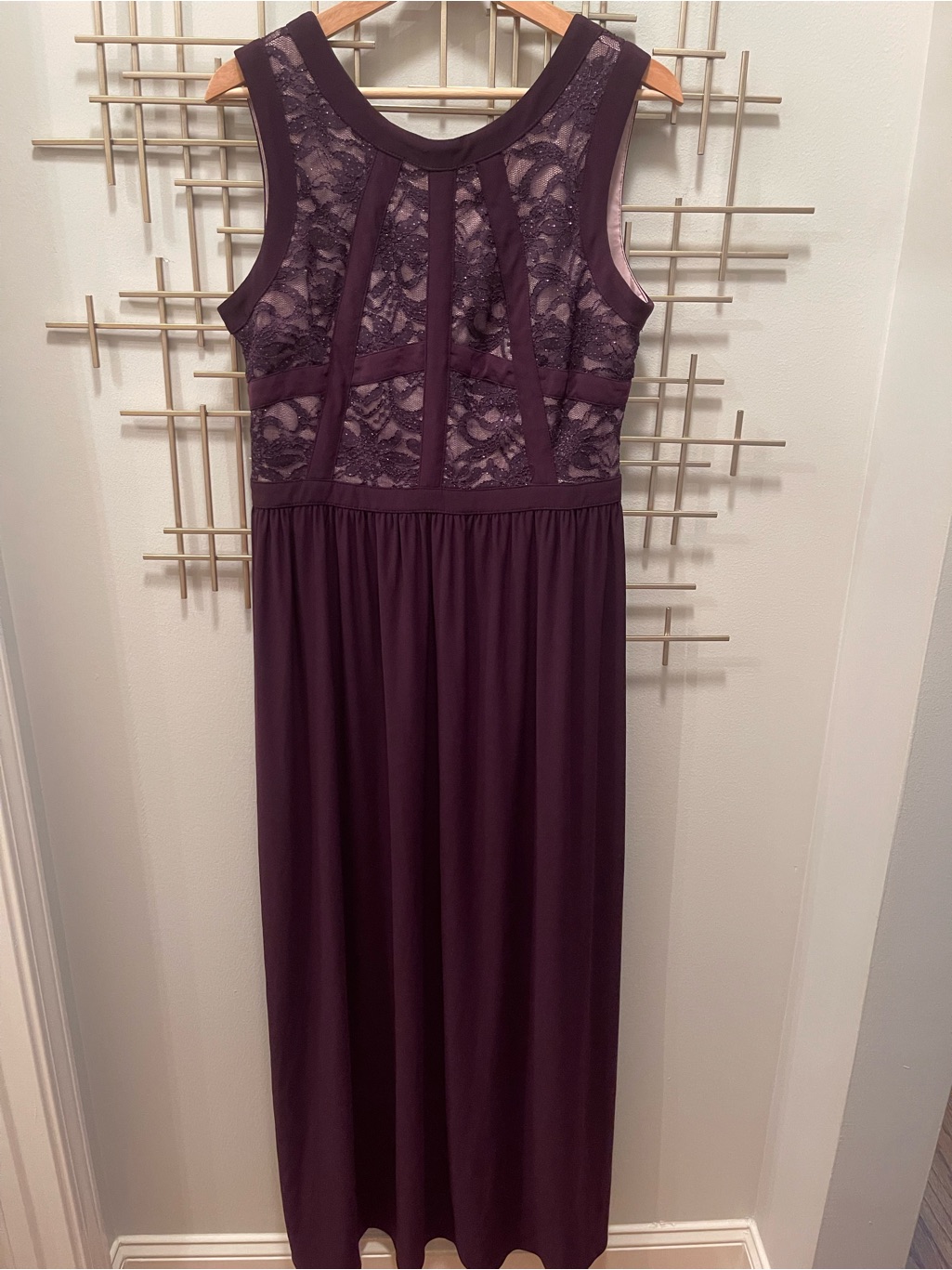 R&M Richards Deep Plum Lace Cocktail Dress